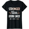 thumbnail image 1 of Womens Uterine Cancer Warrior Peach Ribbon Endometrial Cancer T-Shirt, 1 of 4