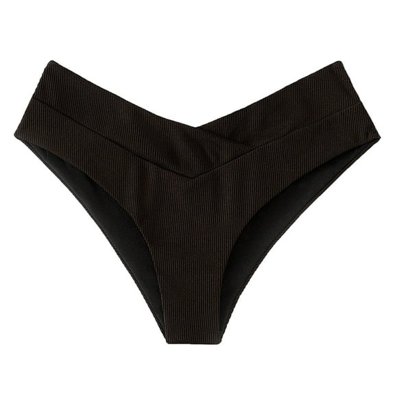 Womens V Cut High Waisted Swim Bottoms - Ribbed Hipster Bikini, 82% Nylon, Medium Coverage, High-Leg Fit, S-XL Sizes