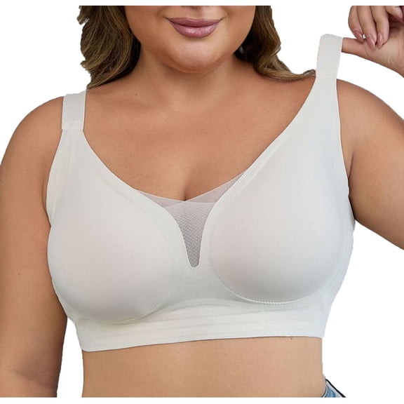 Womens V Mesh Wireless Support Bras, Comfortable No Underwire Lingeries, Seamless Push up Everyday Bras
