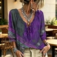 thumbnail image 1 of Womens V Neck 3/4 Sleeve Bohemian Casual Blouses Summer Casual Loose Flowy Tops Shirts Ruffle Trim Casual Loose Flowy Dressy Shirts, 1 of 5