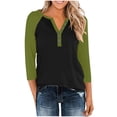 thumbnail image 1 of Womens V Neck 3/4 Sleeve T-Shirts Color Block Casual Basic Tees Tops Raglan sleeve Loose Fit Pullover Blouses, 1 of 5