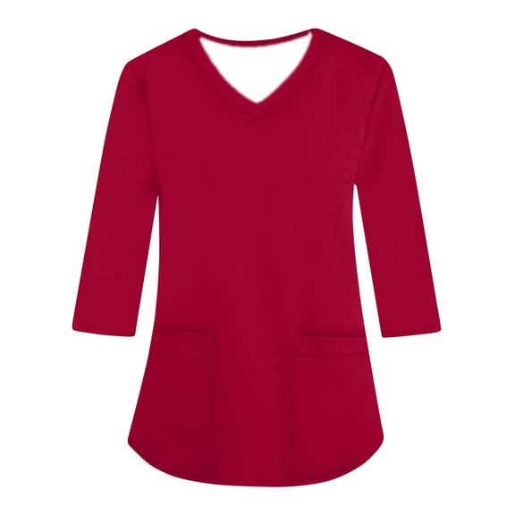 Womens V Neck 3/4 Sleeve T Shirts Pocket Loose Fit Shirts Casual Solid Basic Tops Tees Blouses