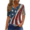 thumbnail image 1 of Womens V Neck American Flag Shirts 4th of July Summer Shirts Graphic Short Sleeve Patriotic Tops, 1 of 5