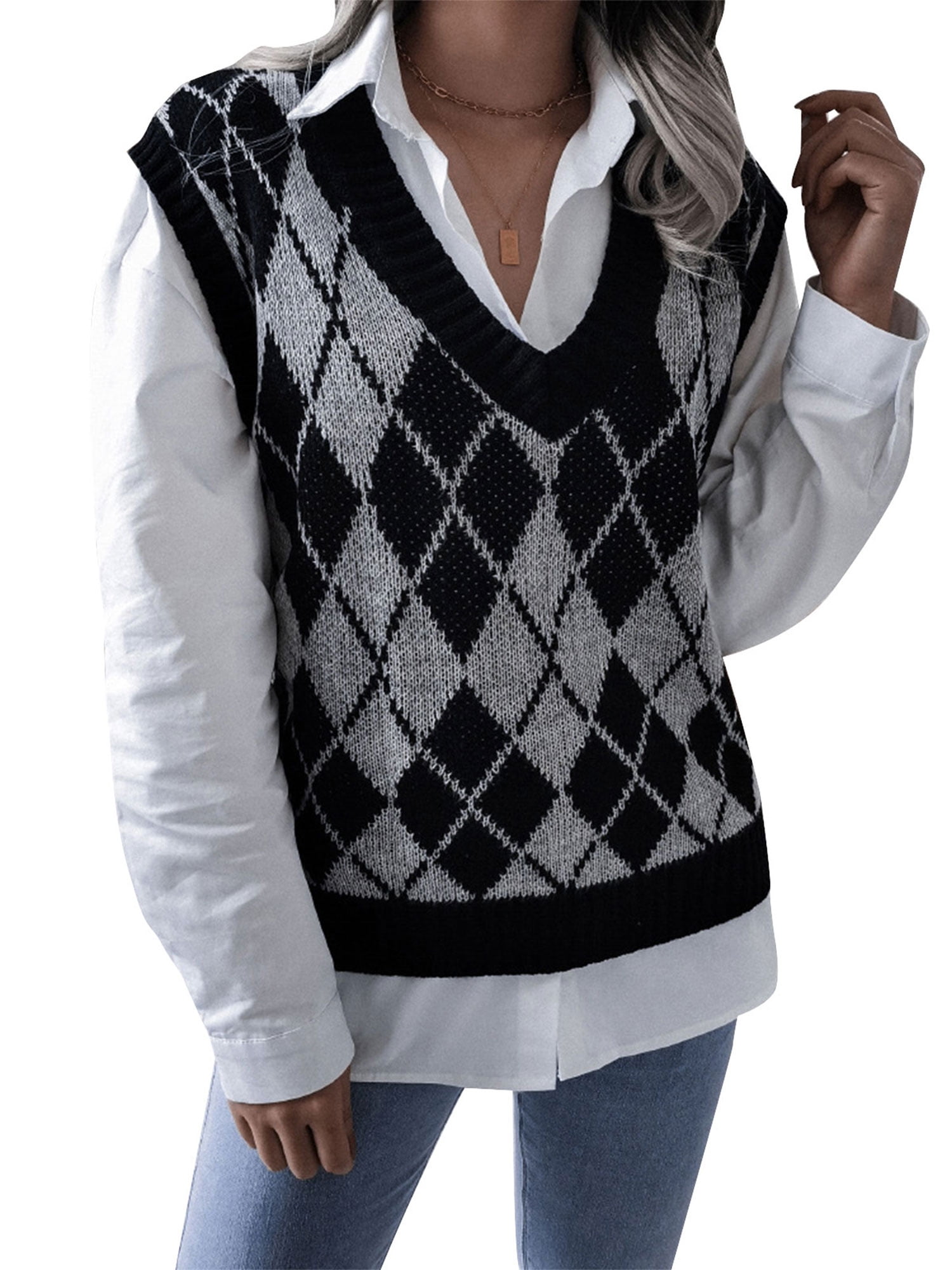 Sleeveless V-neck  Knitted Vest