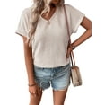 thumbnail image 1 of Womens V Neck Button Back Batwing Sleeve Tee Summer Blouse For Women, 1 of 6