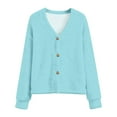 thumbnail image 1 of Womens V Neck Button Down Cardigan Cozy Soft Plush Oversized Longline Open Front Sweater, 1 of 5