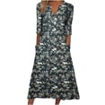 thumbnail image 1 of Womens V Neck Button Floral Print Midi Dresses with Pockets Half Sleeve Casual Summer Loose Swing Dress 2023, 1 of 5