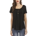 thumbnail image 1 of Womens V Neck Casual Blouse Button Down T Shirts Flare and Flowy Tops, 1 of 6
