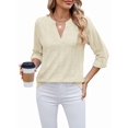 thumbnail image 1 of Womens V Neck Casual Hollow Out Eyelet Embroidered Blouses Shirts Beach Cover Up Tops Dressy Light  M, 1 of 8