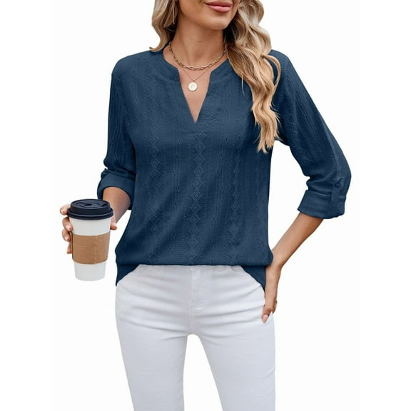 Womens V Neck Casual Hollow Out Eyelet Embroidered Blouses Shirts Beach Cover Up Tops Dressy  XXL