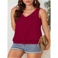 thumbnail image 1 of Womens V Neck Casual Tank Tops Fit Sleeveless Summer Tops Shirts Blouses, 1 of 5