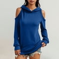 thumbnail image 1 of Womens V Neck Cold Shoulder Hoodie Tops Long Sleeve T Shirts Loose Basic Tops Casual Blouses 2026 Trendy Tshirt Blue M, 1 of 8