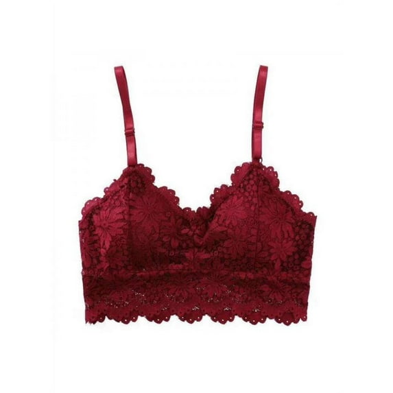 Womens V-Neck Comfort Push up Seamless Pullover Lace Back Wireless Bra