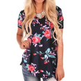 thumbnail image 1 of Womens V Neck Floral Summer Casual Short Sleeve T Shirts Tops, 1 of 1