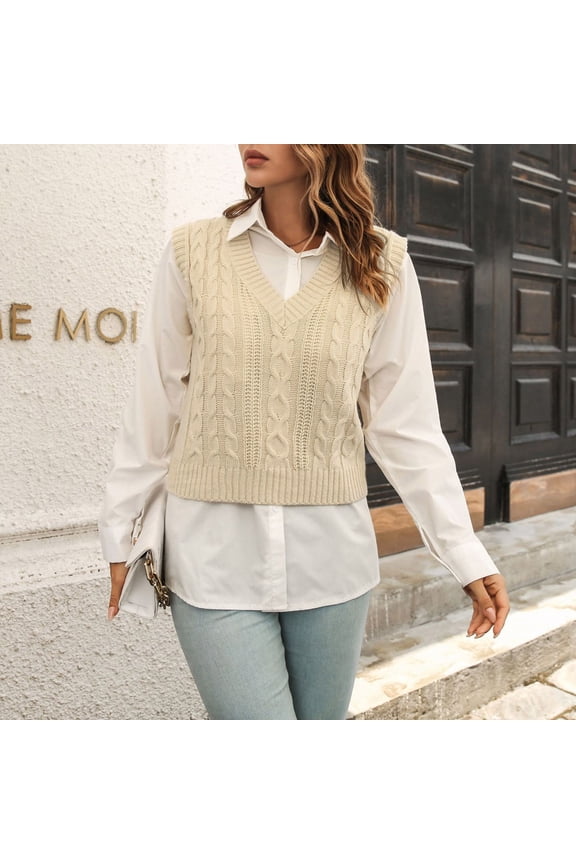 Womens V Neck Knit Sweater Vest Preppy Style Sleeveless Crop Knit Vest Sleeveless Knit Sweater Tacky Sweater Vest Sweater Vest Men Women's Sweater Vests Sweater Vests Men Pullover Vest Men Men Vests