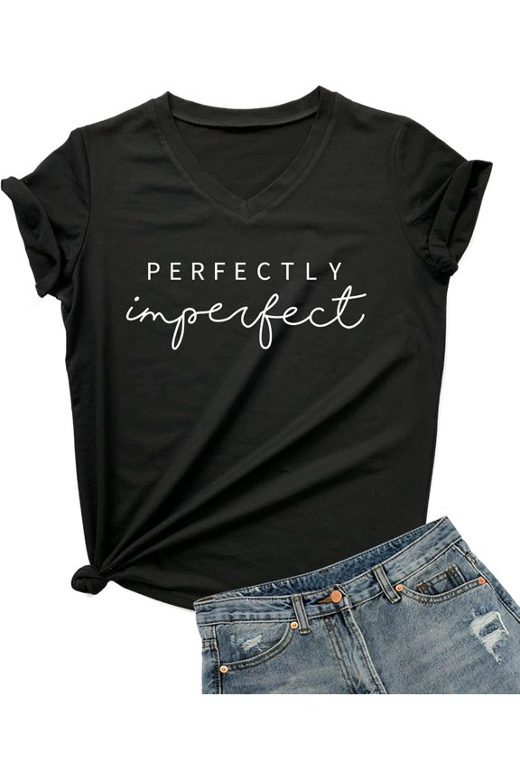 Womens V-Neck Letter Print T-Shirt Funny Graphic T Shirt Short Sleeve Tops
