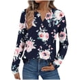 thumbnail image 1 of Womens V Neck Long Sleeve Blouses Tops Fall Fashion Ruffle Cuffs Dressy Casual T-Shirts, 1 of 5