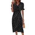 thumbnail image 1 of Womens V Neck Long Sleeve Fall Dresses Beach Dresses For Women Spring Summer Elegant Wrap V Neck Floral Boho Dress Flowy Ruched Hawaiian Maxi Dress Black, 1 of 5