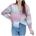 thumbnail image 1 of Womens V Neck Long Sleeve Open Front Tie Dye Sweaters Casual Colorful Cardigan Button Down Sweater Knit Tops, 1 of 6