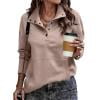Womens V Neck Long Sleeve Sweatshirts Half Button Lightweight Pullover Fashion Fall Clothes Complexion M