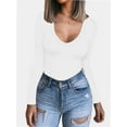 thumbnail image 1 of Womens V Neck Long Sleeve T Shirt Fitted Top for Women Low Cut Tight Shirts Going Out Casual Basic Fall Clothes, 1 of 6