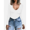 thumbnail image 1 of Womens V Neck Long Sleeve T Shirt Fitted Top for Women Low Cut Tight Shirts Going Out Casual Basic Fall Clothes, 1 of 6