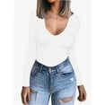 thumbnail image 1 of Womens V Neck Long Sleeve T Shirt Fitted Top for Women Low Cut Tight Shirts Going Out Casual Basic Fall Clothes, 1 of 1