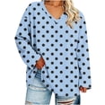 thumbnail image 1 of Womens V Neck Long Sleeve Tops Plus Size Printed Casual Blouses Soft Comfortable Shirts Summer Fall Tops Loose Fit Pullover Tops Daily Wear Outfits Tops, 1 of 7