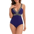 thumbnail image 1 of Womens V Neck One Piece Bathing Suits Tummy Control Swimsuit, 1 of 4