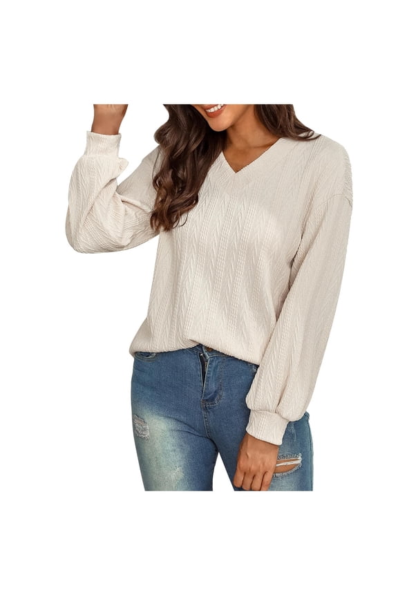 Womens V Neck Oversized Sweaters 2022 Fall Long Sleeve Pullover Loose Knit Comfy Jumper Tunic Sweater Tops