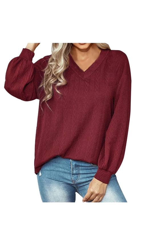 Womens V Neck Oversized Sweaters 2022 Fall Long Sleeve Pullover Loose Knit Comfy Jumper Tunic Sweater Tops
