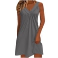 thumbnail image 1 of Womens V Neck Pleated Dress Stretch Ribbed Midi 2026 Cocktail Dresses for Women Slimming Knit Dress Casual Slip Dresses Formal Ruched Clothing, 1 of 6