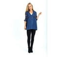 thumbnail image 1 of Womens V-Neck Quarter Button Long Sleeve Blouse with Fake Pockets., 1 of 4