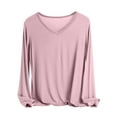 thumbnail image 1 of Womens V Neck Shirts Soft Modal Cotton Pajama Sleep Tops Long Sleeve Lounge Homewear Night Tees Sleepwear (M, Pink), 1 of 5