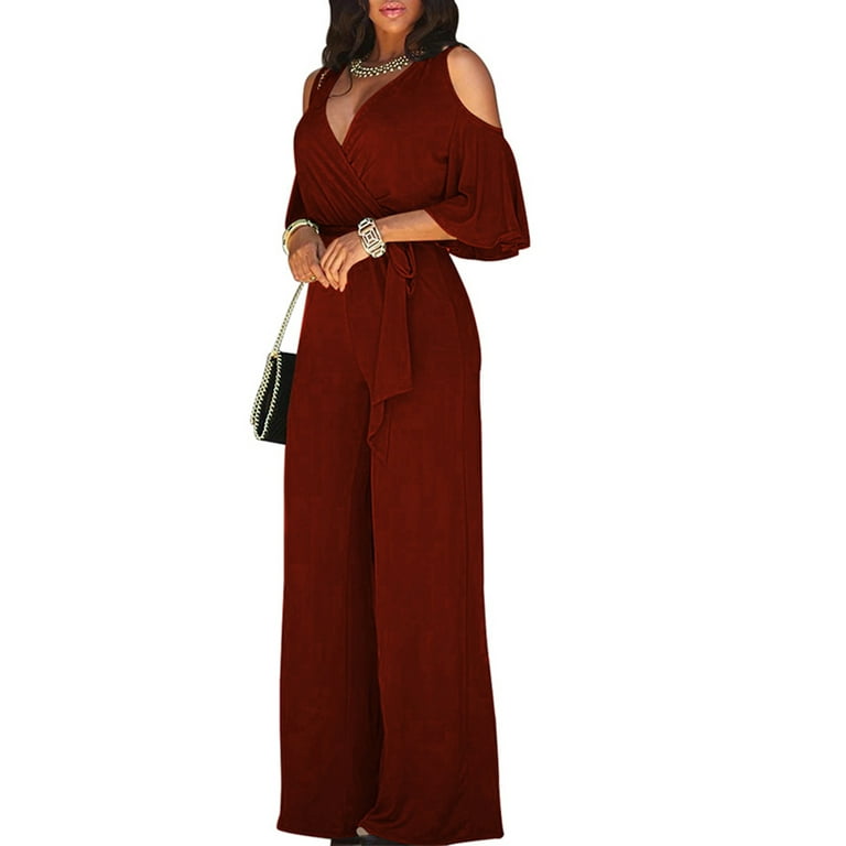 Cold shoulder store wide leg jumpsuit