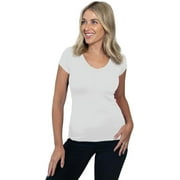 Womens V-Neck Short Sleeve Cotton T-Shirts, Solid Multi-Color Essential Casual Layering Shirts