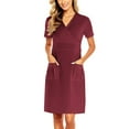 thumbnail image 1 of Womens V Neck Short Sleeve Scrub Dress Medical Uniform Easy Care Stretch Fabric Lightweight Comfort Red M, 1 of 5