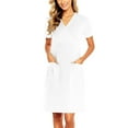 thumbnail image 1 of Womens V Neck Short Sleeve Scrub Dress Medical Uniform Easy Care Stretch Fabric Lightweight Comfort White XXL, 1 of 5