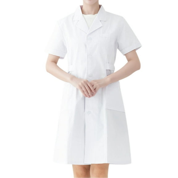 Womens V Neck Short Sleeve Scrub Top with Multi Pocket Medical Uniform Lab Coat Easy Care White XXL