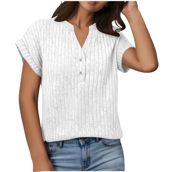 Womens V Neck Short Sleeve Shirts Summer T Shirts 2026 Trendy Business Tunic Tops Dressy Casual Work Blouses
