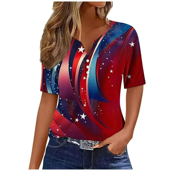 Womens V Neck Short Sleeve T Shirts Summer Casual Trendy Graphic Tops Outdoor Vocation Holiday Beach Shirts