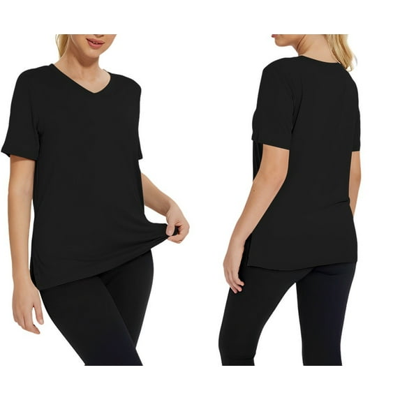 Womens V Neck Short Sleeve T Shirts Summer Tops 2026 Casual Loose Tees Trending Now S-3XL