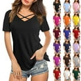 thumbnail image 1 of Womens V Neck Short Sleeve Tee Summer Basic Comfortable Soft Everyday Top, 1 of 6