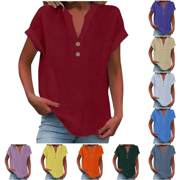 Womens V Neck Short Sleeve Top Soft Casual Comfort Everyday Wear Relaxed Fit Tee