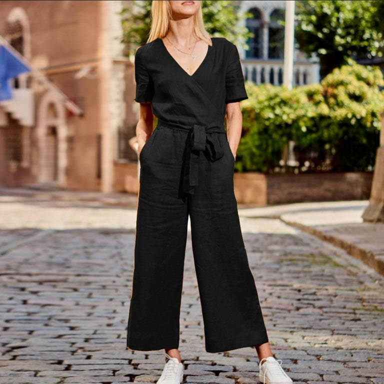 Womens jumpsuit capri on sale