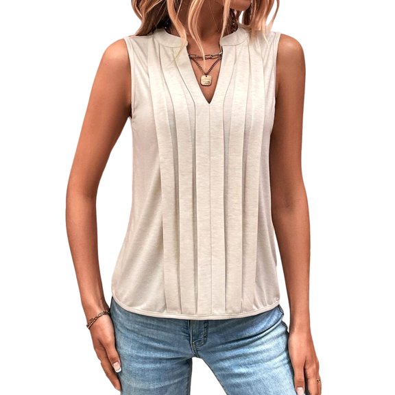 Womens V Neck Sleeveless Blouses Summer Casual Tank Tops Business Office Dressy Striped Shirts XXL