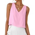 thumbnail image 1 of Womens V Neck Sleeveless Linen Tank Top for Spring Summer Casual Daily Wear, 1 of 9