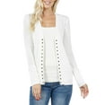 thumbnail image 1 of Womens V Neck Snap Button Long Sleeve Knit Cardigan, 1 of 3