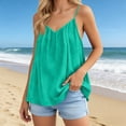 thumbnail image 1 of Womens V Neck Spaghetti Strap Tank Tops Sleeveless Flowy Camisole Loose Cami Basic Adjustable Shirt Green M, 1 of 6