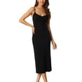 thumbnail image 1 of Womens' V Neck Summer Spaghetti Strap Bodycon Midi Cami Dress, 1 of 7